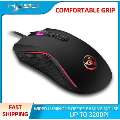 HXSJ New 3200DPI 7 Buttons 7 color LED Optical USB Wired Mouse player mice computer mause mouse Gaming Mouse For Pro gamer