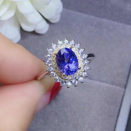 Tanzanite ring Free shipping Real and natural tanzanite 925 sterling silver Fine women jewelry