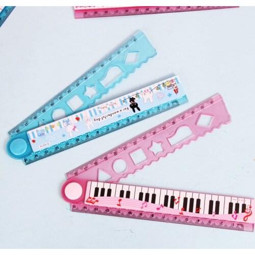 30CM New Cute Kawaii Study Time Color Folding Ruler Multifunction DIY Drawing Rulers Students School Stationery Piano Ruler