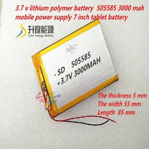 3.7 v lithium polymer battery 505585 3000 mah mobile power supply 7 inch tablet