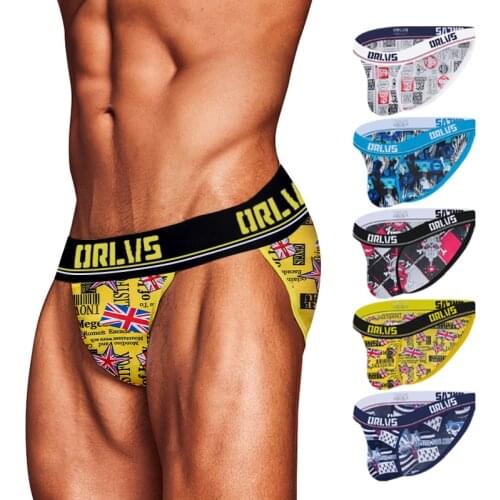 ORLVS Mens Sexy Underwear Men Briefs Ice Silk Breathable Underpants Male Cotton Low Waist Gay Slip Mens Panties U Convex OR6111