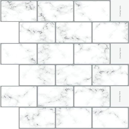 Wall Decor Backsplash Tiles Waterproof Wallpaper Sticker Kitchen Grey Grout Stone Pattern Bathroom Heat & Moisture Resistant