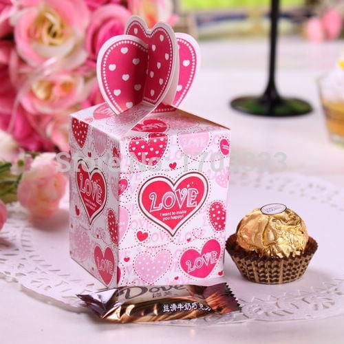 2018 New Pink Heart Love Wedding Paper Gift Jewelry Candy Box Free Shipping 5000PCS lin4549