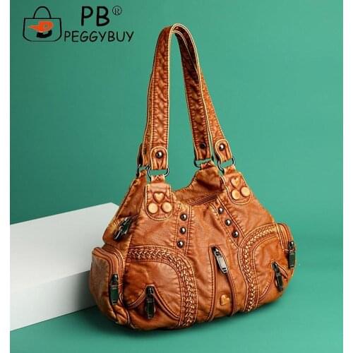 2021 New Casual Handbag Purse Soft PU Leather Pure Color Crossbody Bag Casual Ladies Large Shoulder Bag for Women