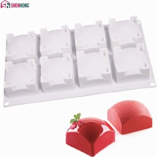 New Silicone 8 Cavity Squared Sphere Shape Cake Baking Mold For Cakes Dessert Pastry Mould Decorating Tools Home Party show