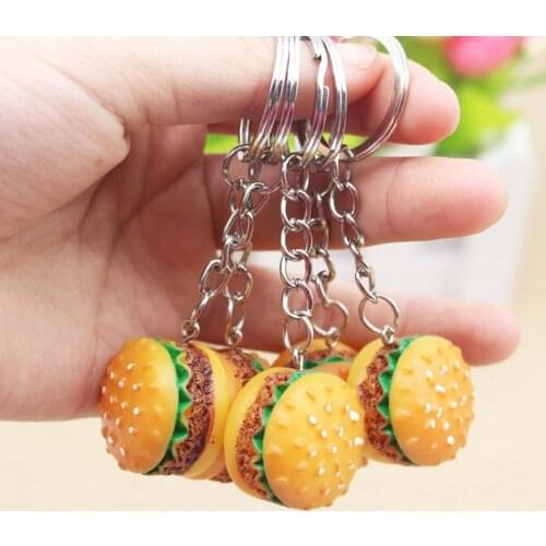 New Simulation Hamburger Key Chain Cute Resin Food Hamburger Pendant Bag Charm Food Bags Car Key Ring Lovely Keychain