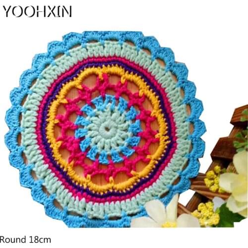 18CM HOT Crochet lace cotton table place mat pad cloth placemat mug cup Christmas dish coaster handmade dining tea doily kitchen