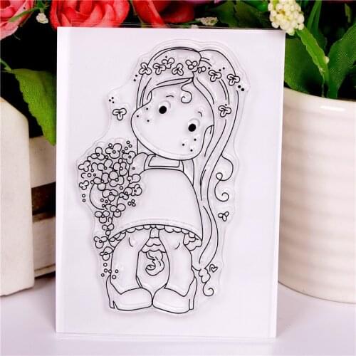 New Girl Cartoon Pattern Stamp Scrapbooking Alphabet Stamp Embossing Craft Making Silicone Transparent Stamps