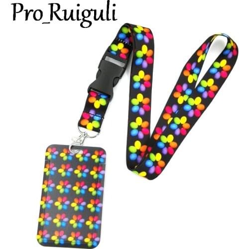 Easter Colorful Eggs Flowers Lanyard Credit Card ID Holder Bag Student Women Travel Card Cover Badge Car Keychain Decorations