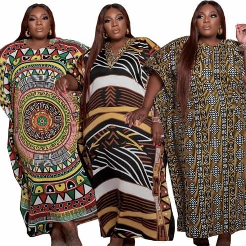African Dresses for Women Boho Printed Loose Long Maxi Dresses Elegant Oversized Clothes Plus Size 4XL 5XL Vestidos