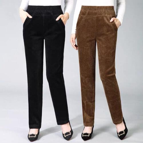 Plush Thick Casual Pants Womens Corduroy Warm Pants Autumn and Winter 2021 High Waist Straight Pants Trousers Women Y429