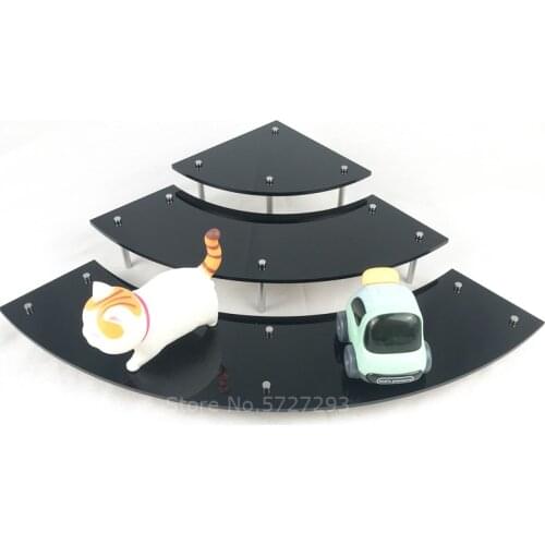 Thick Black 3 Steps Acrylic Riser Display Stand Shelf For Small Collectible Pops Figures Toy Car Accessories Storage Organizer