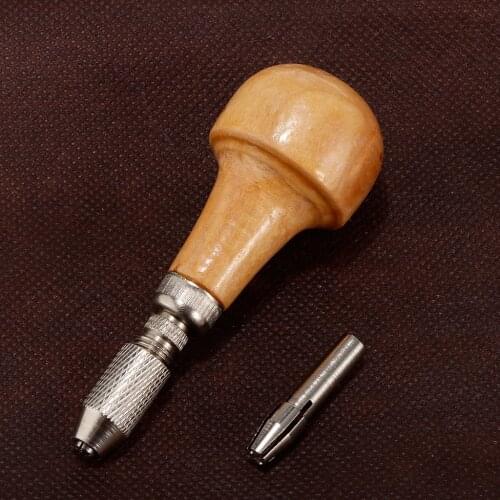 Prettyia Pin Vise Pear Wood Handle Swivel Head Pinvise Hold Jewelry Repair Tool