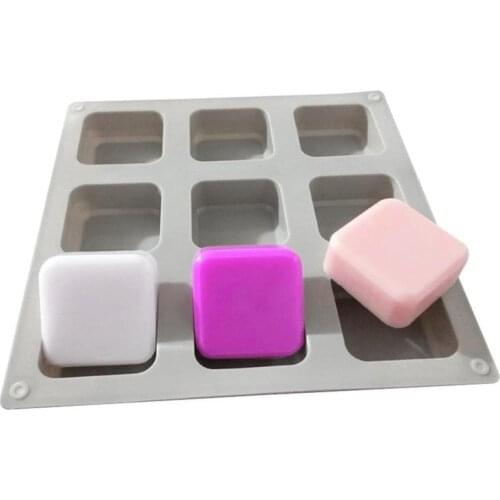 Silicone Cake Mold Handmade Soap Mold 9 Hole Square Mold 5.5*5.5*2.5CM Square C3Y1