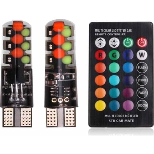 Silicone New T10 RGB Cob Side Lamp Colorful Flash Lamp Multi Mode Vehicle Driving Bulb Car Accessories Led Lights for Car