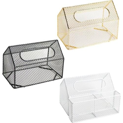 Modern Metal Mesh Napkin Facial Tissue Box Case Cover Holder for Bedroom Dressers Vanity Countertops