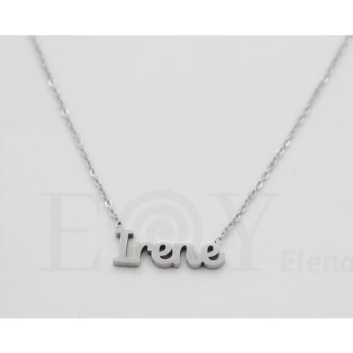 Collar De Acero Inox Con Nombre De Irene Color Plata Alta Calidad Envió Desde España