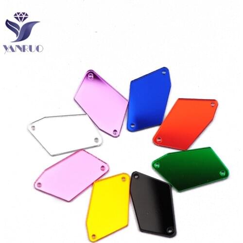 YANRUO 30pcs Cosmic Fltaback Acrylic Mirror Sewn Crystal Rhinestones Clothes DIY Carft Rhinestone Dress Decoration