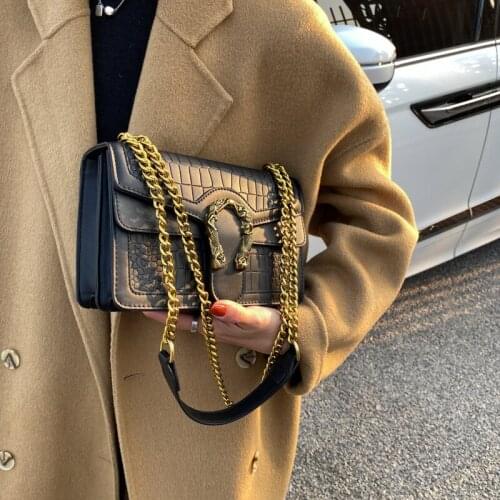 Women Bags Chain Stone Pu Leather Crossbody Bags Handbags Shoulder Messenger Bags