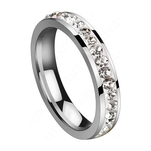 Single Row Line Crystal Wedding Ring For Women Titanium Steel Elegant Engament Rings For Anniversary Love Jewelry