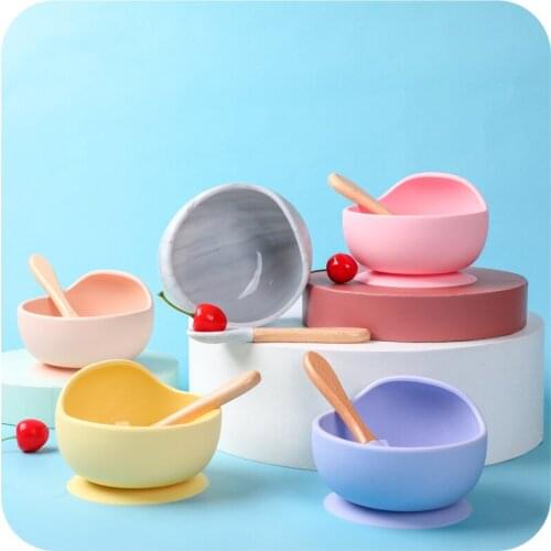 1 Set Silicone Bibs Bowl Sets Baby BPA Free Silicone Chewing Food Grade Newborn Accessories Teeth Baby Feeding Supplies