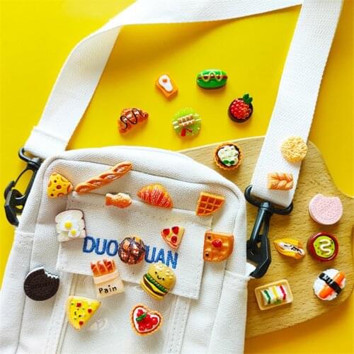 10Pcs DIY Cartoon Hamburger Cake Clothing Bag Pin Brooch Accessories Badge Resin True Stereo Feeding Bottle Cute Keychain Backpa