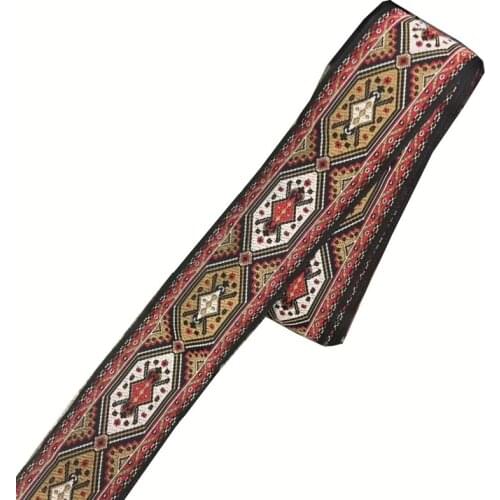 10yards/lot wide 5cm Woven Jacquard Ribbon Trims red yellow totem design for clothing straps accessory LS-891