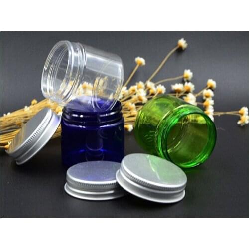 100pcs 50g 50ml PET Plastic Frosted Cosmetic Mask Cream Packing Jar Bottle Silver Aluminum Lid ,Gel Treatment Ointment Box Case