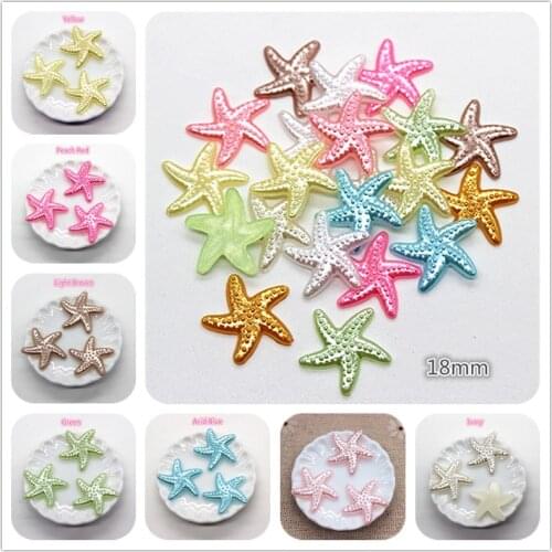 100pcs Starfish Beads(No Hole) ABS Resin Flatback Simulation Pearl Beads DIY Jewlelry/Phone/Laptop Decoration,18mm