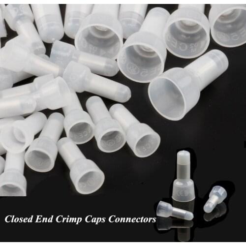 100Pcs Closed End Crimp Caps Electrical Wire Cable Terminals Wire Connectors Assortment Set AWG 12-10 16-14 22-16