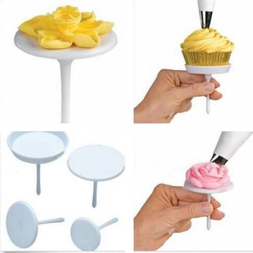 4Pcs/set Cake Decorating Tools Cake Stand for Sugarcraft Cupcake Icing Cream Flower Decorating Nail Set Tool Baking Accessories