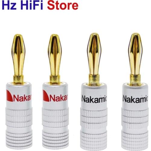 4PCS New 24K Gold Nakamichi Speaker Banana Plug Audio Jack Connector 4MM