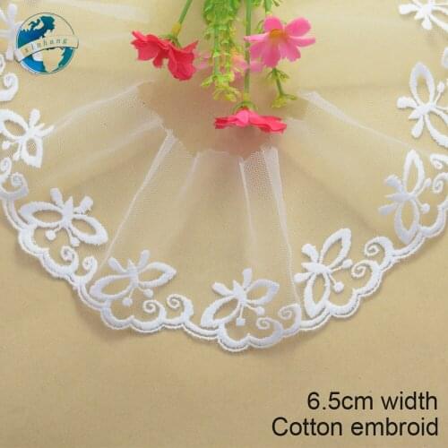 6.5cm White Embroidery Sewing Ribbon Guipure Lace Trim Fabric Warp Knitting DIY Garment Accessories #1775