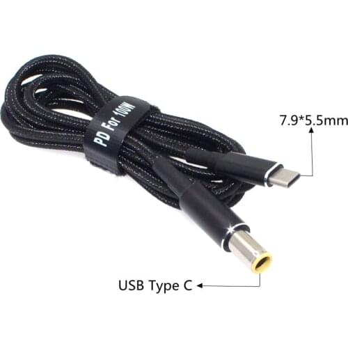 65W 90W 100W USB C Type C Male to DC7.9X 5.5mm Male PD Charger Connector Adapter Cablefor Lenovo T60 T60p T61 T61p X60