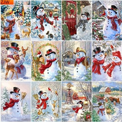 Christmas 5D DIY Diamond Embroidery Cross Stitch Snowman Full Square Round Diamond Painting Cartoon Mosaic Handmade Gift