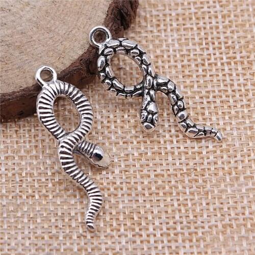 Free shipping 29pcs 34x11mm antique silver snake charms diy retro jewelry fit Earring keychain hair card pendant accessories