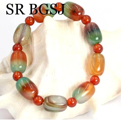 Free Shipping 10x14mm Red Agat Gems Natural Stone Stretchy Women Jewelry Wholesale Bracelet 7"
