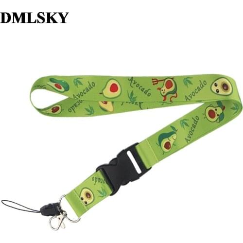 24pcs/lot Fruit Avocado Lanyard Cute Keychain Lanyards for keys Badge ID Mobile Phone Rope Neck Straps Accessories Gifts M3832