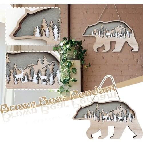 Wooden Crafts Home Creative Forest Animal Brown Bear Ornaments Decoration Bedroom Living Room Brown Bear Decoration для дома
