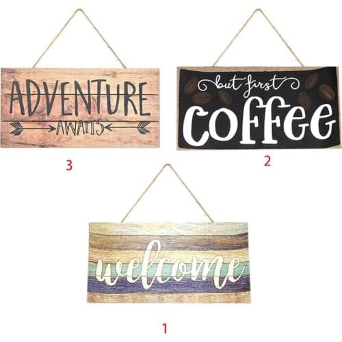 Wooden Hanging Sign Christmas Tree Coffee Shop Ornament Home Door Window Wall Decorative Pendant , 1PC