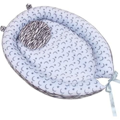 68*50cm Baby Nest Bed with Pillow Portable Crib Travel Bed Infant Toddler Cotton Cradle for Newborn Baby Bed Bassinet Bumper