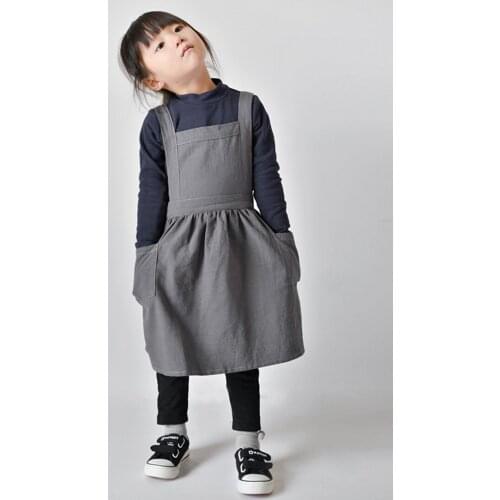 Childrens clothes Kids Skirt Aprons Simple Washed Cotton Uniform Unisex Aprons Drawing Cooking Gardening baking cake Multi Use