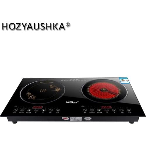 Double-head furnace 2200W high-power fire boiler embedded double stove electromagnetic cooker touch home cooking