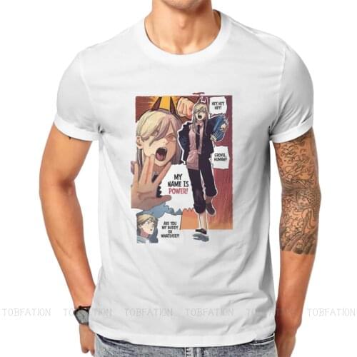 CM Power Intro Hip Hop TShirt Chainsaw Man Denji Makima Aki Manga Printing Tops Leisure T Shirt Male Short Sleeve Special Gift