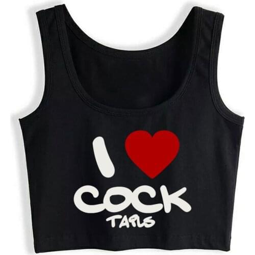 Crop Top Sport I Love Cock Tails Cool Harajuku Cotton Tops Women