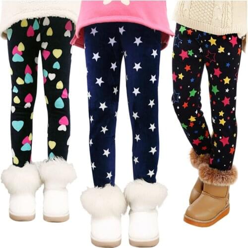 Girls Leggings Winter Autumn Fall Fashion Thick Warm Clothes Print Kids Children Pants