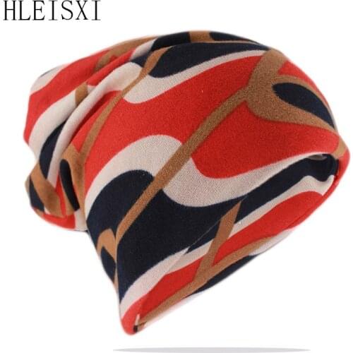 Top Sale Spring Autumn Warm Women Beanies Scarf Double Used Fashion Adult Floral Girl Hat Skullies Hip Hop Outdoor Girls Gorras