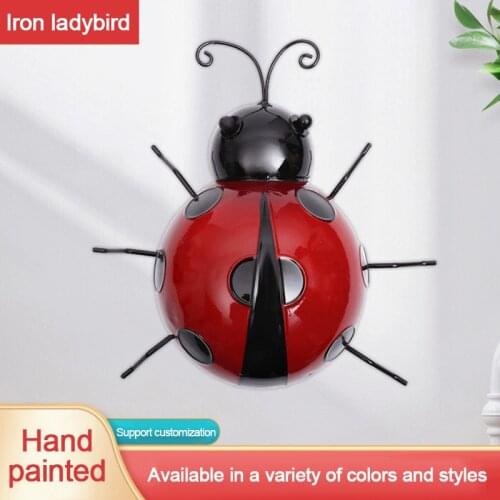 Mini Ladybug Insect Ornament Wall Hanging Landscape Garden Decor Metal Crafts DIY Little Garden Animal Decorations Toy Figures