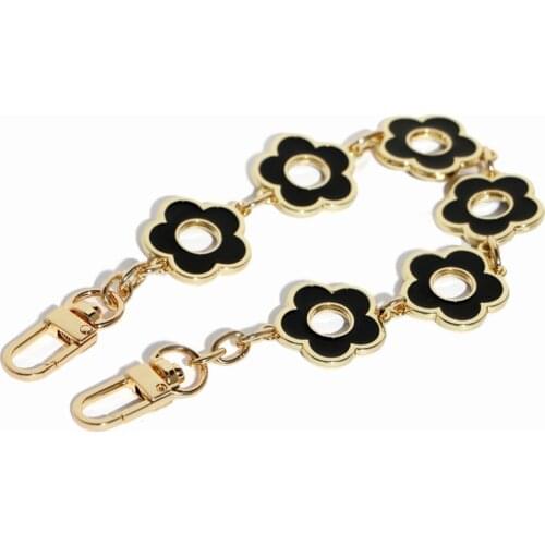DIY Fashion Decoration Bag Chain Short 20cm, 24cm, 28cm, 32cm Black Flower Bag Charm for Bags, Clutches, Handbags Accessories