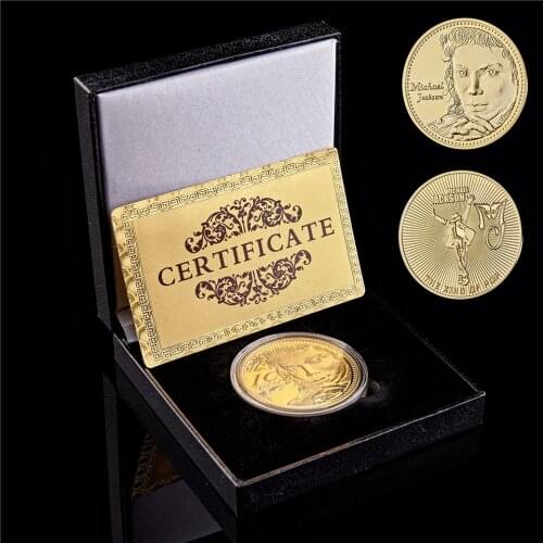 USA Young Legendary Singer Michael Jackson Pop Music King Gold/Silver Plated Commemorative Coin W/Luxury Box